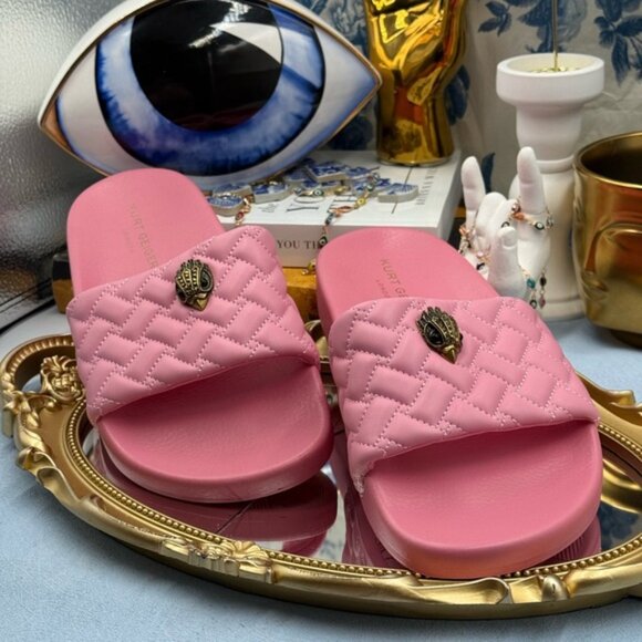 🆕 KURT GEIGER LONDON 🧿 NWOT Meena Eagle Quilted Slide, Pink - Sz 39 US 8.5 - Picture 4 of 15